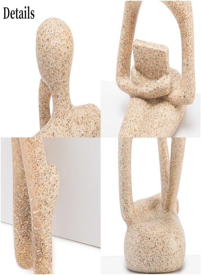 Prettidecor مجموعة من 3 تماثيل مفكر من الراتنج والحجر الرملي، ديكور مكتبي عصري مجرد من الراتنج، مناسبة للرفوف والطاولات والمكاتب وغرف المعيشة والغرف الصغيرة. - Image 2