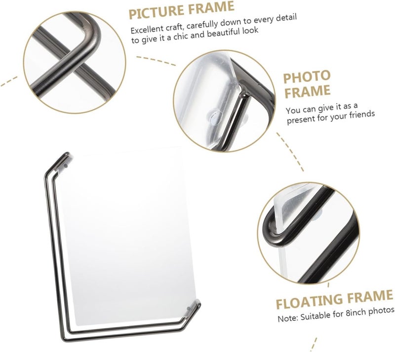 Metal Photo Frame Double Side Acrylic Display, 8-inch Black Gold Metal Picture Holder for Tabletop and Wall, Floating Photo Display Frame for Home Decor and Office Use - Image 3