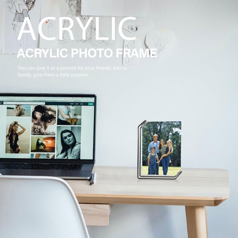 Metal Photo Frame Double Side Acrylic Display, 8-inch Black Gold Metal Picture Holder for Tabletop and Wall, Floating Photo Display Frame for Home Decor and Office Use - Image 4