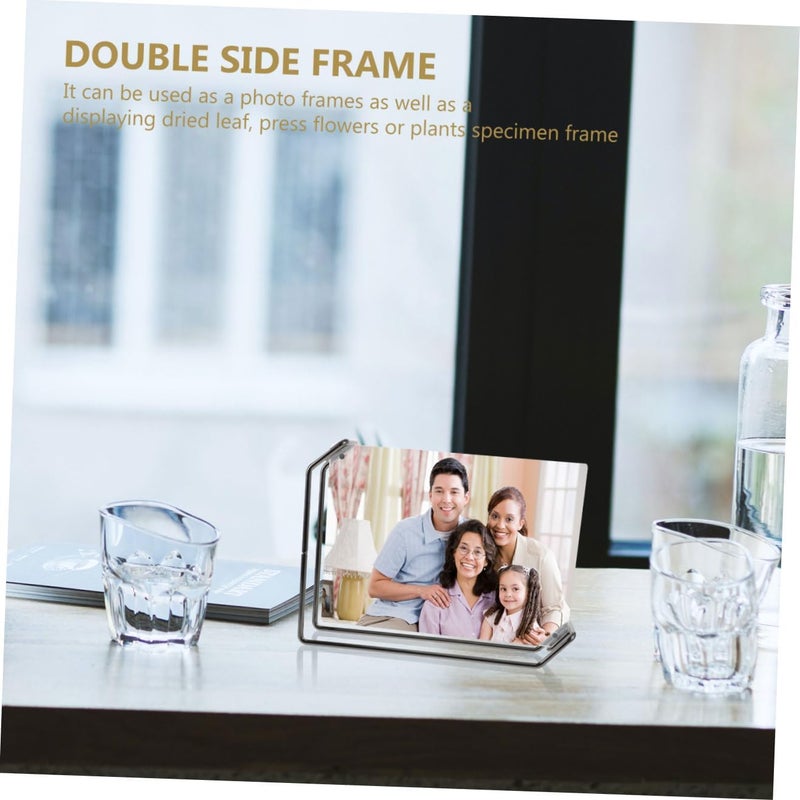 Metal Photo Frame Double Side Acrylic Display, 8-inch Black Gold Metal Picture Holder for Tabletop and Wall, Floating Photo Display Frame for Home Decor and Office Use - Image 5