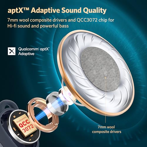 EarFun Free Pro 3 Noise Cancellation Earbuds, Hi-Res Audio Wireless Certification, Snapdragon Sound, Qualcomm aptX™Adaptive, 6 Mics ENC, Cozy Fit TWS Earbuds Bluetooth Wireless, Multipoint, Navy Blue - Image 3