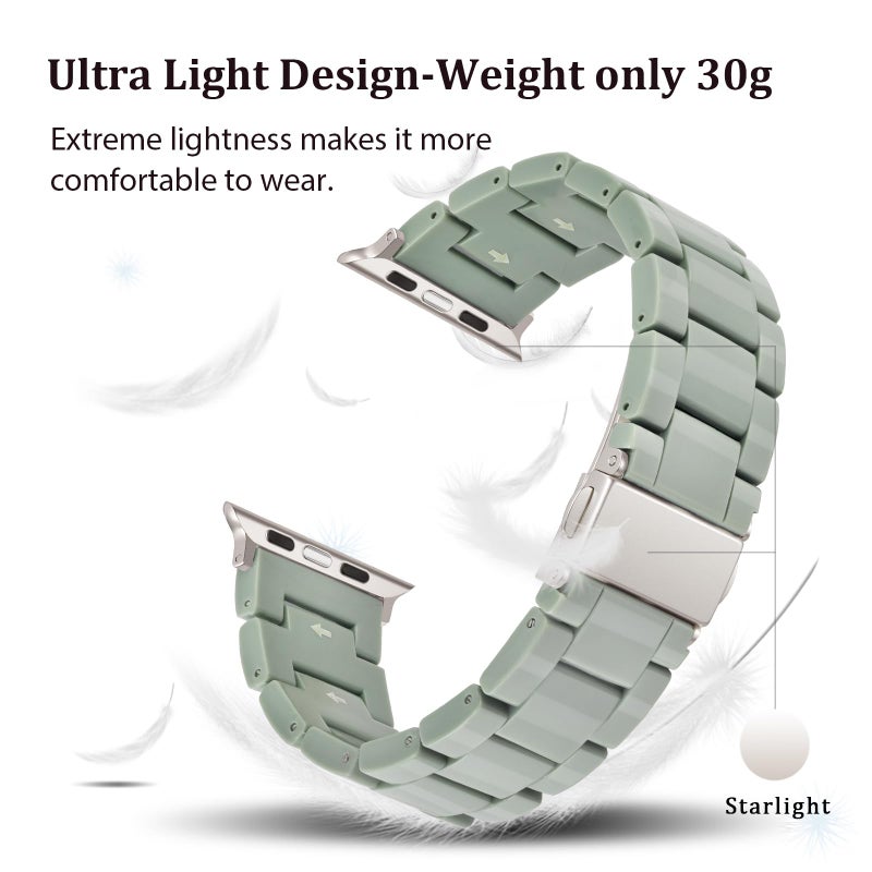 V-MORO Resin Bands Compatible with Apple Watch Series 11/10/9/8/7 Band 40/41/42mm Women men Lightweight Fashion Strap Bracelet with Starlight Buckle for iwatch Series SE/6/5/4/3/2/1(Cactus,38/40/41/42mm) - Image 2