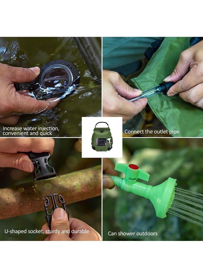 Rock Pow Shower Bag 5 Gallons/20L Portable Camping Shower Bag Solar Bath Bags with Removable Hose and On-Off Switchable Shower Head for Summer Camping Beach Swimming Outdoor Traveling Hiking - Image 3