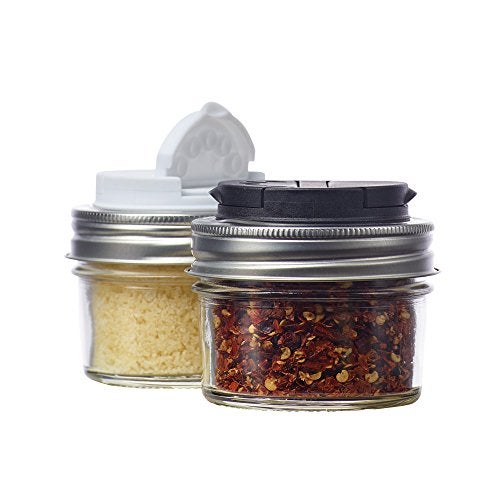 Jarware Spice Lids for Regular Mouth Mason Jars, Set of 2, Black and White - Image 1
