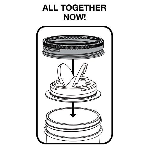 Jarware Spice Lids for Regular Mouth Mason Jars, Set of 2, Black and White - Image 3