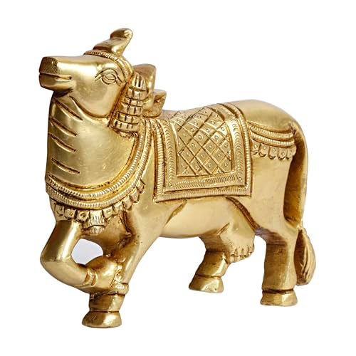 Kartique Brass Kamdhenu Cow Pair Wall Hanging Vastu Gau MATA Idol Height 4 Inch - Image 2