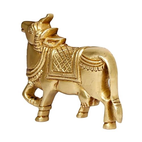 Kartique Brass Kamdhenu Cow Pair Wall Hanging Vastu Gau MATA Idol Height 4 Inch - Image 4