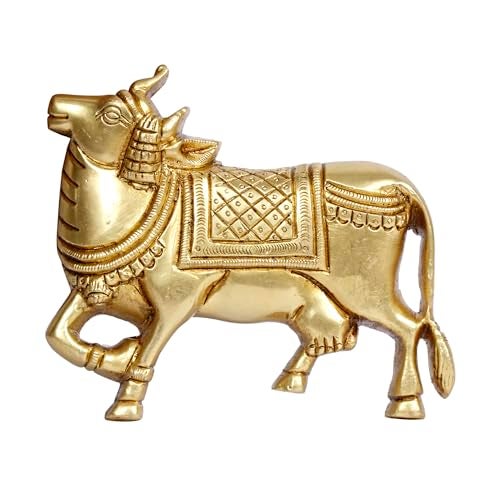 Kartique Brass Kamdhenu Cow Pair Wall Hanging Vastu Gau MATA Idol Height 4 Inch - Image 3
