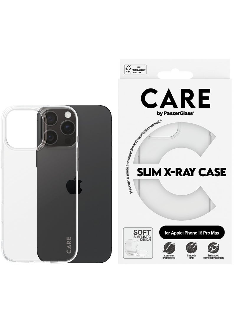 PanzerGlass حافظة الهاتف CARE من PanzerGlass® X-Ray لجهاز Apple iPhone 16 Pro Max شفافة، مختبرة للسقوط بارتفاع 1.2م، مصنوعة من البلاستيك المعاد تدويره، شحن لاسلكي، حماية معززة للكاميرا - Image 1