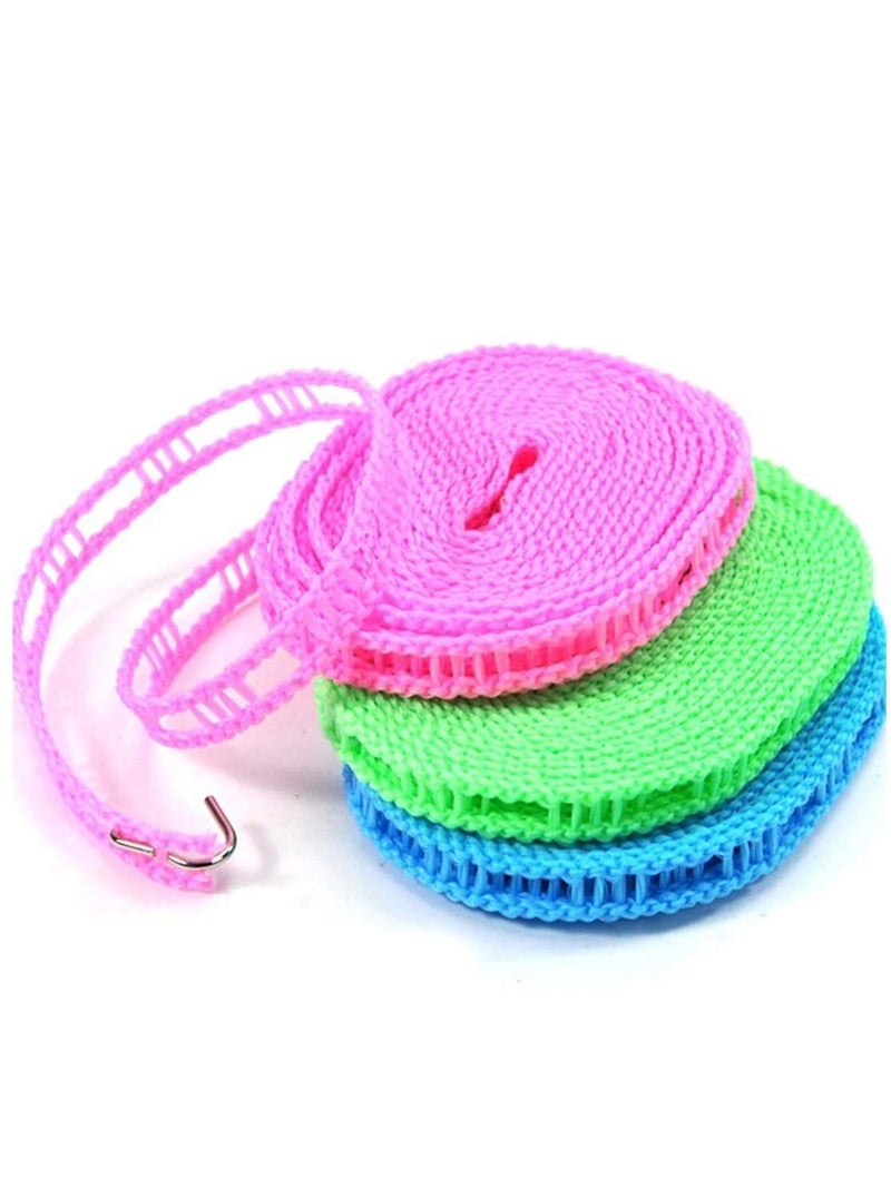 ATETO 5 Meters Windproof AntiSlip Clothes Washing Line Drying Nylon Rope with Hooks 5 Meter Nylon Clothesline Rope - Image 4