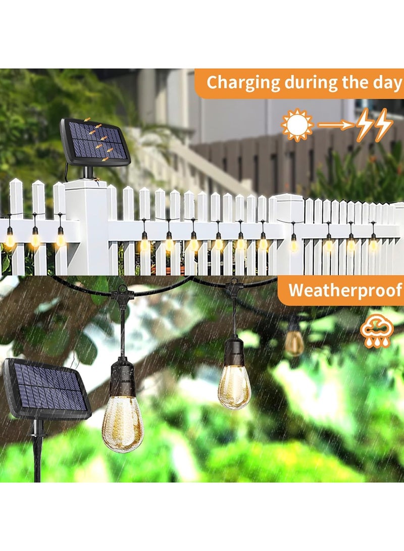 Scrolls Solar String Lights Outdoor 33FT,/10M, 15-E27, S14 Edison Bulbs IP65/Waterproof and Shatterproof Heavy Duty String Lights, USB-C, String Lights with Remote for Patio Garden Party (8 Modes), Black  - Image 5