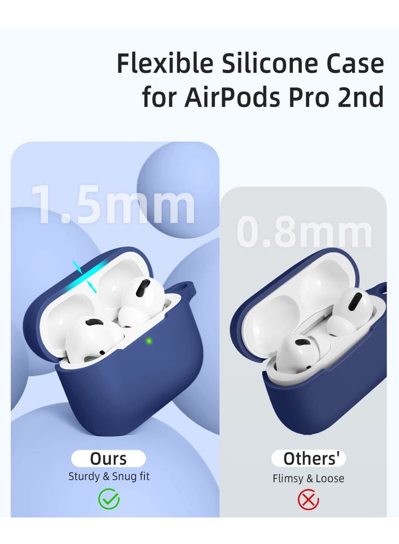 أنيوغرو حافظة سيليكون Anyong Airpods Pro 2، غطاء واقي ناعم مع قلم تنظيف، مقاوم للخدش والانزلاق، مصباح LED أمامي مرئي لأجهزة Apple Airpods Pro 2 Generation (2022) - Image 3