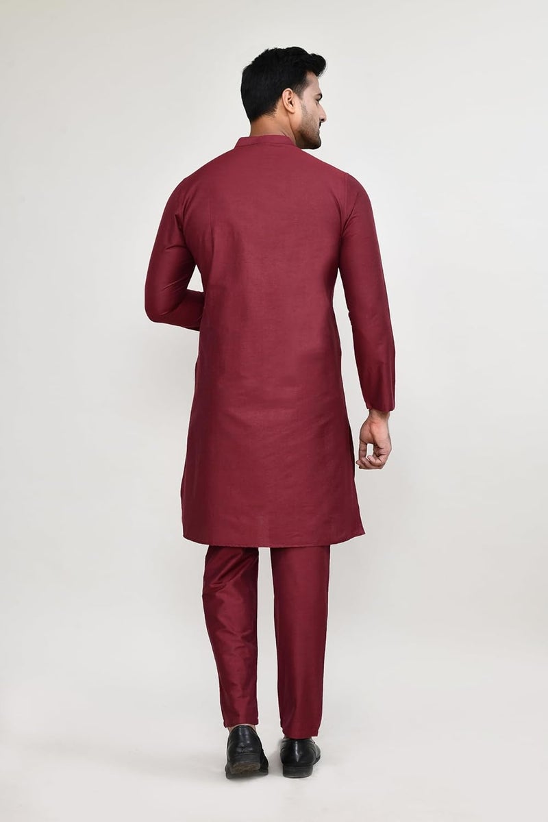 Polyfab Hathkargha Men's Cotton Regular Fit Kurta Pyjama Set - Ethnic Wear with Mandarin Collar & Full Sleeves - Image 2