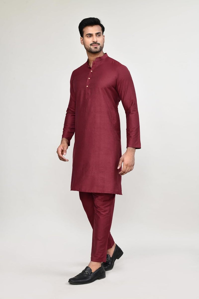 Polyfab Hathkargha Men's Cotton Regular Fit Kurta Pyjama Set - Ethnic Wear with Mandarin Collar & Full Sleeves - Image 3