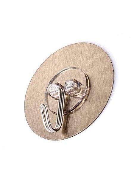 NHSK Enterprise NHSK Enterprise Round Golden Hook Sticker for Wall Without Drilling Strong Heavy Duty Adhesive Ceiling Clear Damage Free Hooks for Hanging Robe Coat Towel Keys Bags Light Calendars 5pcs  - Image 2