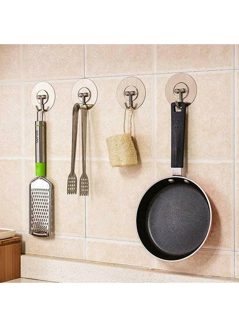 NHSK Enterprise NHSK Enterprise Round Golden Hook Sticker for Wall Without Drilling Strong Heavy Duty Adhesive Ceiling Clear Damage Free Hooks for Hanging Robe Coat Towel Keys Bags Light Calendars 5pcs  - Image 3