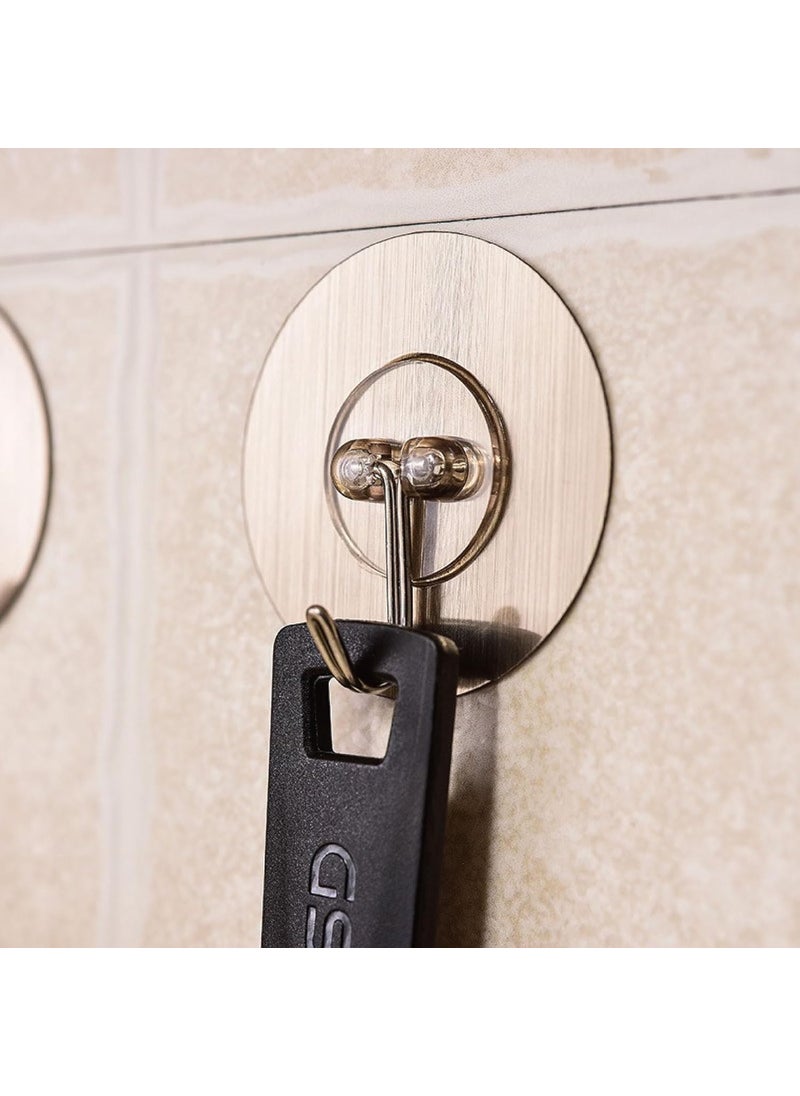 NHSK Enterprise NHSK Enterprise Round Golden Hook Sticker for Wall Without Drilling Strong Heavy Duty Adhesive Ceiling Clear Damage Free Hooks for Hanging Robe Coat Towel Keys Bags Light Calendars 5pcs  - Image 5