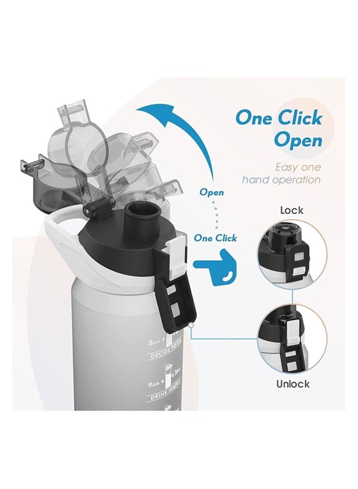 S2C Motivational Water Bottle 1l Water Bottle for Kids School Water Bottles With Straw Leak Proof Water Bottle With Time Marker For Sport, School, Gym, Office (GRADIENT GREY) - Image 4