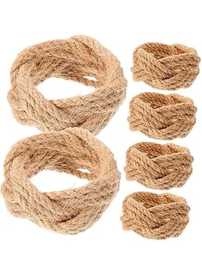 Rope Napkin Rings Farmhouse Style Holders For Dining Table 6pcs - Image 1