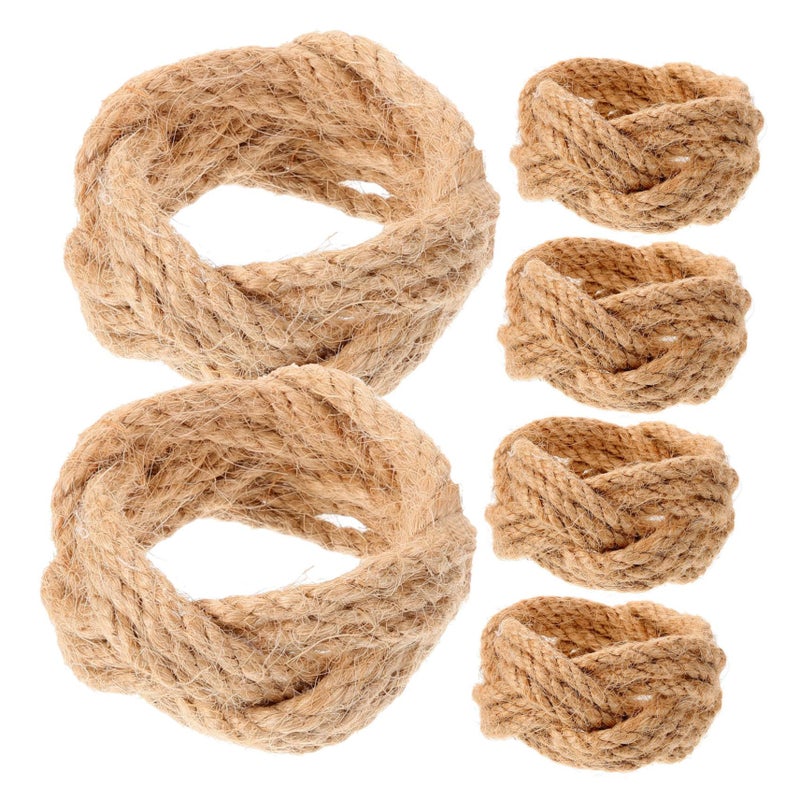 Rope Napkin Rings Farmhouse Style Holders For Dining Table 6pcs - Image 2