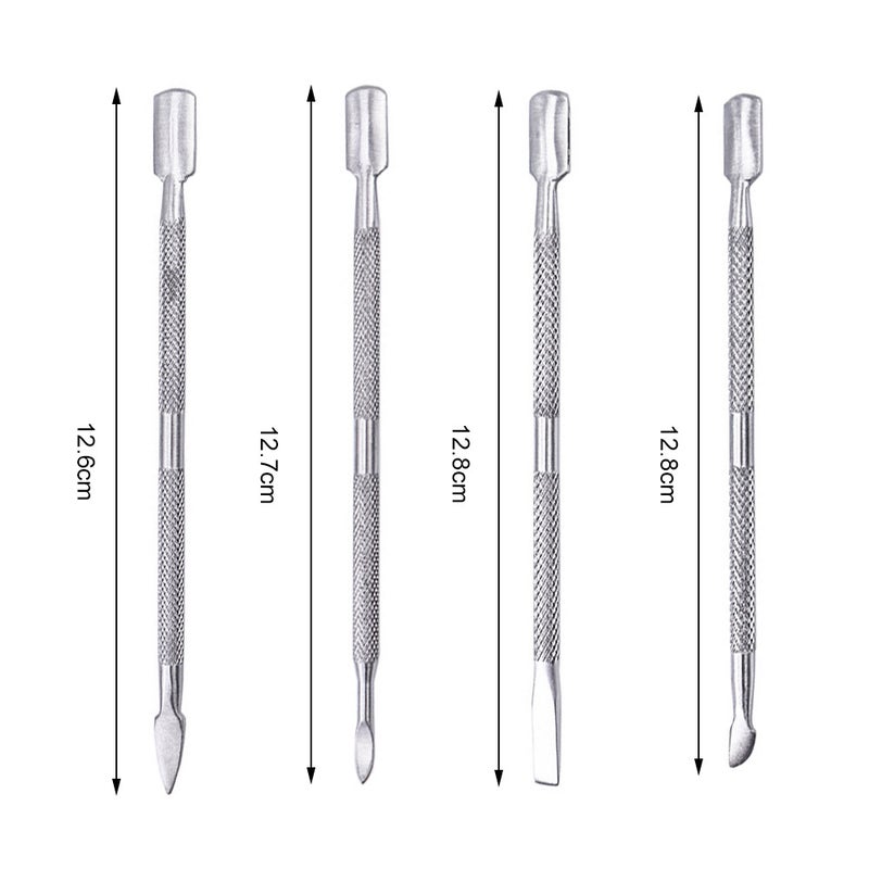 4PCS Stainless Steel Double Ended Nail Pusher Remover Cuticle Manicure Pedicure Nail Cleaner (Matt Surface) - Image 3