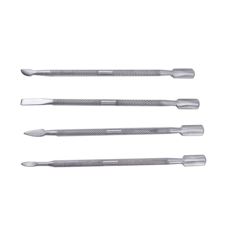 4PCS Stainless Steel Double Ended Nail Pusher Remover Cuticle Manicure Pedicure Nail Cleaner (Matt Surface) - Image 1