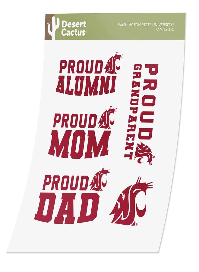 Desert Cactus Washington State University Sticker Cougars WSU Cougs Vinyl Decal Laptop Water Bottle Car Scrapbook Sheet (Family Full Sheet) - Image 1