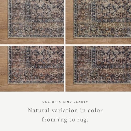 Loloi Amber Lewis Billie Collection, Ink & Salmon 2'-0" x 5'-0" Area Rug – Antique & Distressed Accent Rugs for Living Room, Bedroom, Entryway & Hallway, No Shed High Traffic Area Home Decor Rug - Image 5