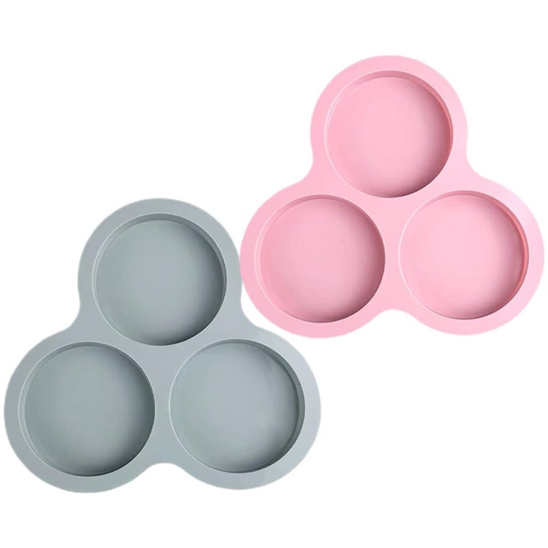 Silicone Muffin Pan Set 2PCS Non Stick Round Baking Molds Blue Pink Heat Resistant - Image 2