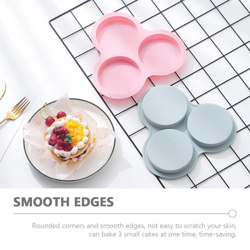 Silicone Muffin Pan Set 2PCS Non Stick Round Baking Molds Blue Pink Heat Resistant - Image 4