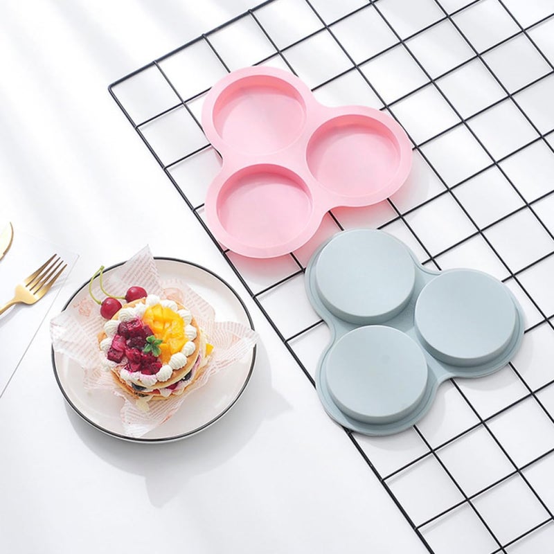 Silicone Muffin Pan Set 2PCS Non Stick Round Baking Molds Blue Pink Heat Resistant - Image 5