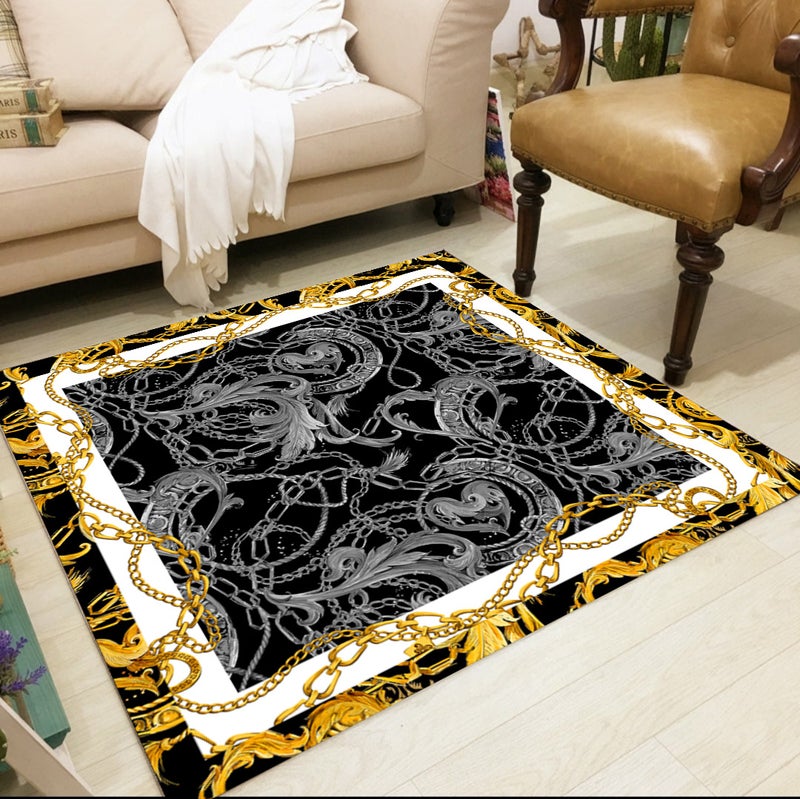 European Style Square Living Room Rug - Full-coverage Sofa Blanket, Washable and Customizable