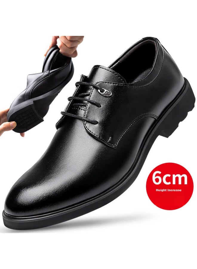 Egchi Men's Leather Shoes, Business Casual Formal Wear, British Style, Durable And Comfortable Commuter Shoes For Men, 1618-g, Black, Size 42 - Image 5