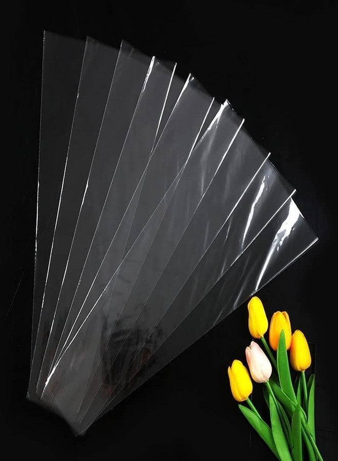 SquarezhenBo 100Pcs Clear Plastic Flower Bouquet Sleeves - Crisp Cellophane Gift Wrapping Bags for Valentine's Day and Weddings, Transparent Floral Packaging Supplies - Image 2