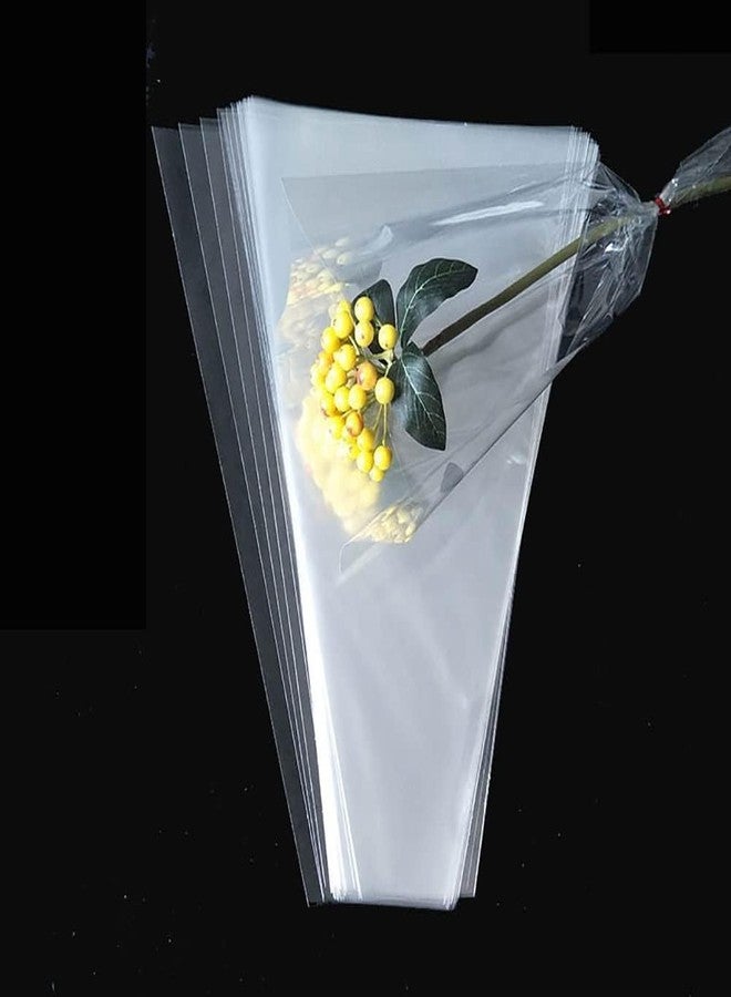 SquarezhenBo 100Pcs Clear Plastic Flower Bouquet Sleeves - Crisp Cellophane Gift Wrapping Bags for Valentine's Day and Weddings, Transparent Floral Packaging Supplies - Image 4