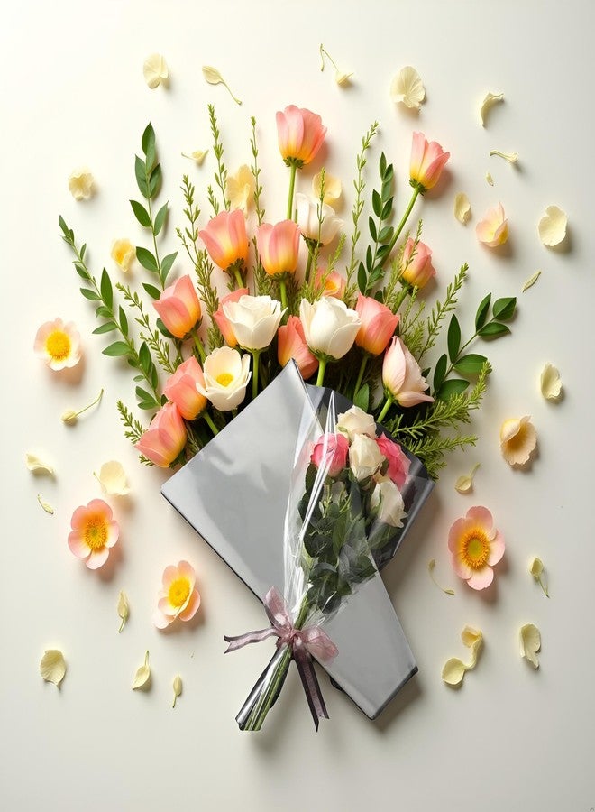 SquarezhenBo 100Pcs Clear Plastic Flower Bouquet Sleeves - Crisp Cellophane Gift Wrapping Bags for Valentine's Day and Weddings, Transparent Floral Packaging Supplies - Image 5
