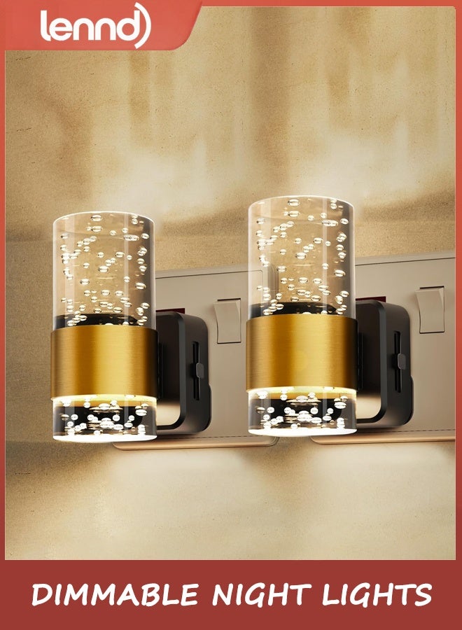 LENND LED Night Light,Dimmable Night Lights Plug into Wall, 2 Pack Acrylic Nightlight with 0-100 LM Adjustable Brightness, 3000K Plug in Night Light with Dusk to Dawn Sensor, for Bathroom Hallway - Image 1