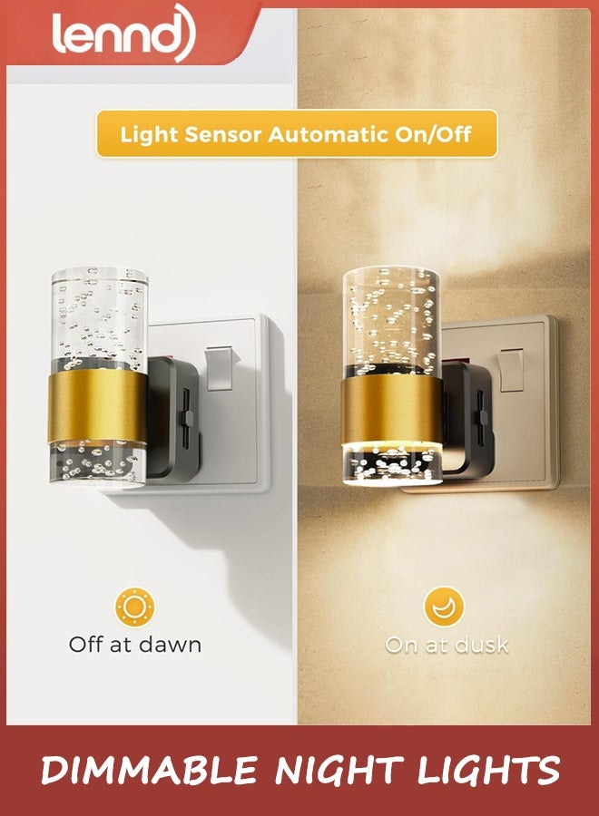 LENND LED Night Light,Dimmable Night Lights Plug into Wall, 2 Pack Acrylic Nightlight with 0-100 LM Adjustable Brightness, 3000K Plug in Night Light with Dusk to Dawn Sensor, for Bathroom Hallway - Image 3