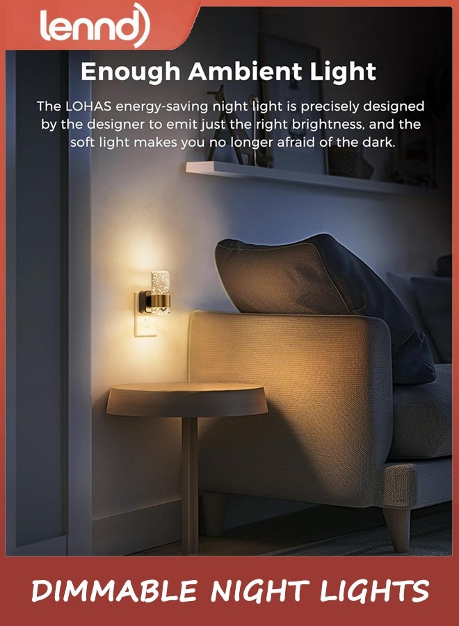 LENND LED Night Light,Dimmable Night Lights Plug into Wall, 2 Pack Acrylic Nightlight with 0-100 LM Adjustable Brightness, 3000K Plug in Night Light with Dusk to Dawn Sensor, for Bathroom Hallway - Image 2