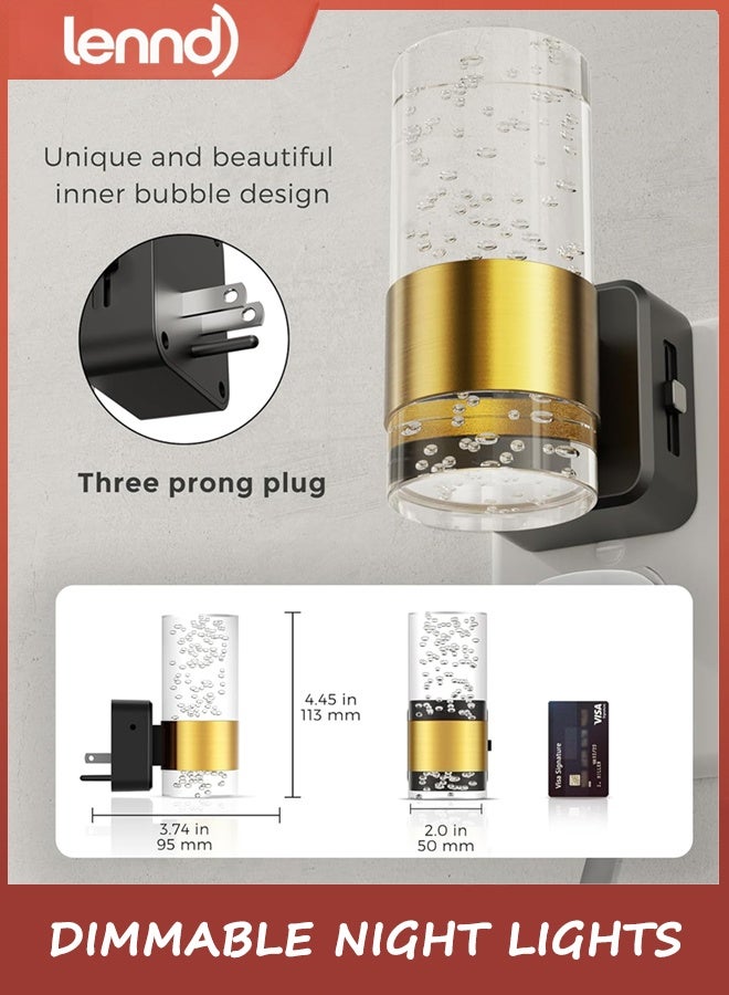 LENND LED Night Light,Dimmable Night Lights Plug into Wall, 2 Pack Acrylic Nightlight with 0-100 LM Adjustable Brightness, 3000K Plug in Night Light with Dusk to Dawn Sensor, for Bathroom Hallway - Image 5
