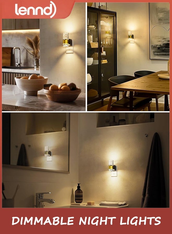 لينند مصباح ليلي LED، مصابيح ليلية قابلة للتعتيم يتم توصيلها بالحائط، عبوة من قطعتين من مصابيح الأكريليك الليلية مع سطوع قابل للتعديل من 0 إلى 100 لومن، مصباح ليلي 3000 كلفن يتم توصيله بمستشعر من الغسق إلى الفجر، لممر الحمام - Image 5