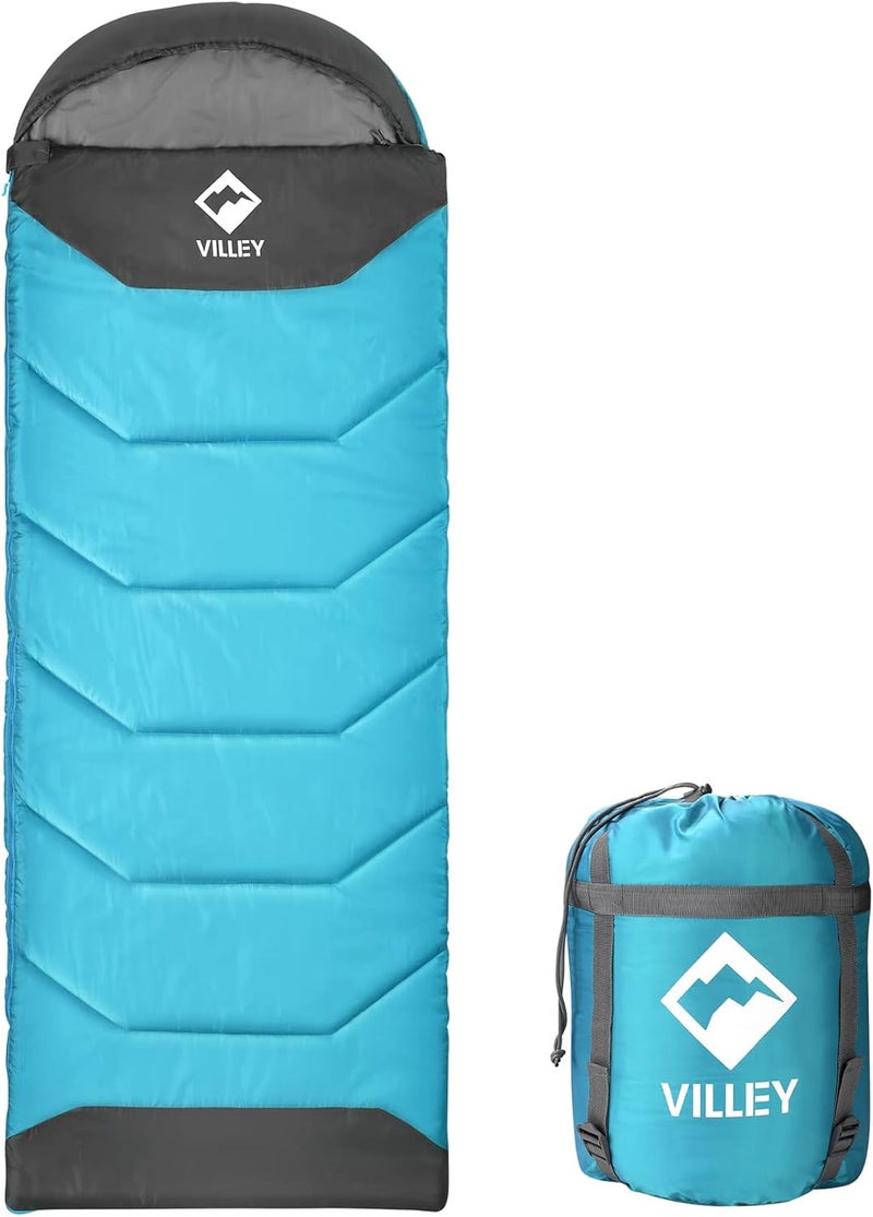 VILLEY Camping Sleeping Bag – 3 Season Lightweight Compact Gear for Adults, Boys, Girls – Summer, Spring, Fall – Outdoor, Travel, Hiking - Image 1