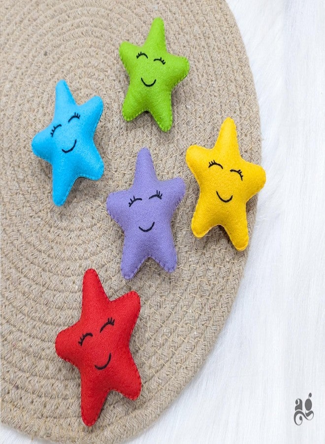 AGD Handmade دبابيس بروش على شكل نجمة مبتسمة مصنوعة يدويًا من AGD - ألوان قوس قزح - هدايا تذكارية لأعياد الميلاد للأولاد والبنات، دبابيس بروش للأطفال، إكسسوارات أزياء للأطفال (قماش) (نابض بالحياة - 5) - Image 2