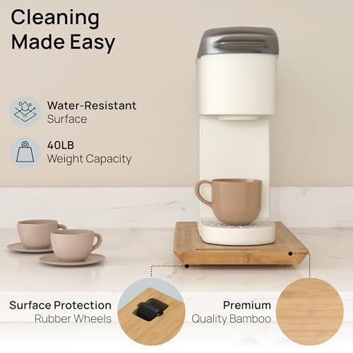Ibyx Elegant Sliding Tray for Your Coffee Maker & Heavy Kitchen Appliances - Sturdy, Slides Easily from Under The Cabinet (Natural, 7.5”W x 14.5”D) - Image 4