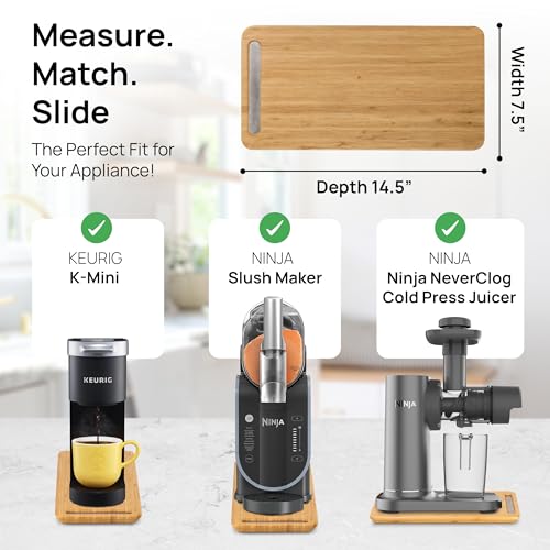 Ibyx Elegant Sliding Tray for Your Coffee Maker & Heavy Kitchen Appliances - Sturdy, Slides Easily from Under The Cabinet (Natural, 7.5”W x 14.5”D) - Image 5
