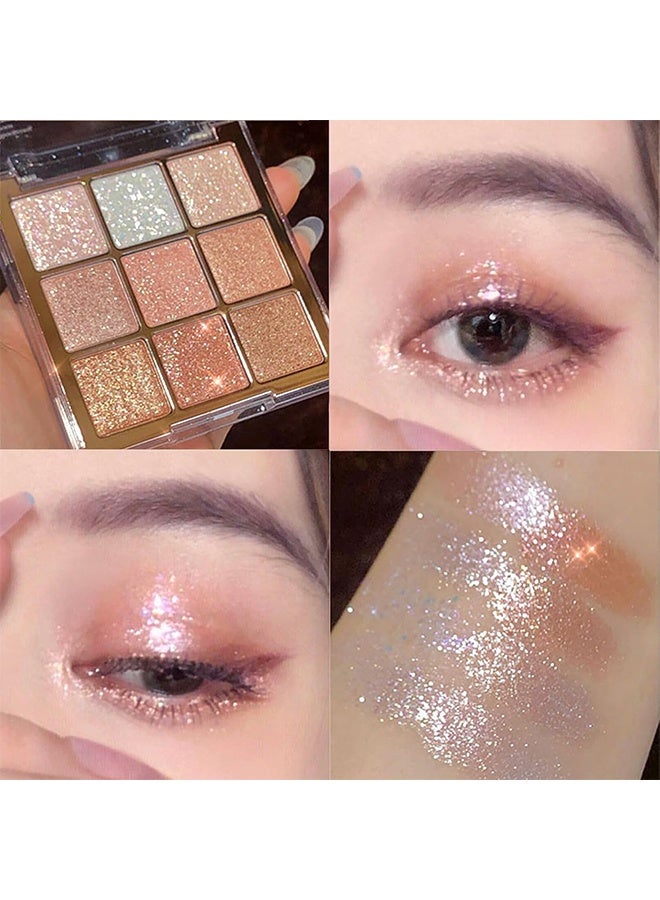 dikalu 9 Colors Sparkle Light Eyeshadow Makeup Palette,Shimmer Natural Neutral Powde Eye Shadow Palettes ,Long Lasting Naturing-Looking,Lightweight,Waterproof,Eye Makeup Kit Travel Size - Image 2