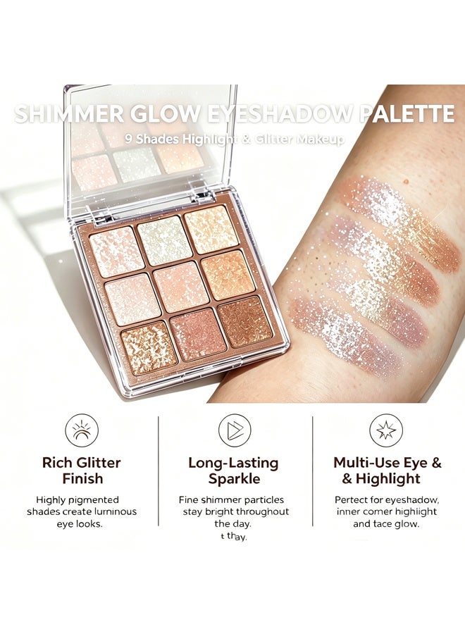 dikalu 9 Colors Sparkle Light Eyeshadow Makeup Palette,Shimmer Natural Neutral Powde Eye Shadow Palettes ,Long Lasting Naturing-Looking,Lightweight,Waterproof,Eye Makeup Kit Travel Size - Image 3
