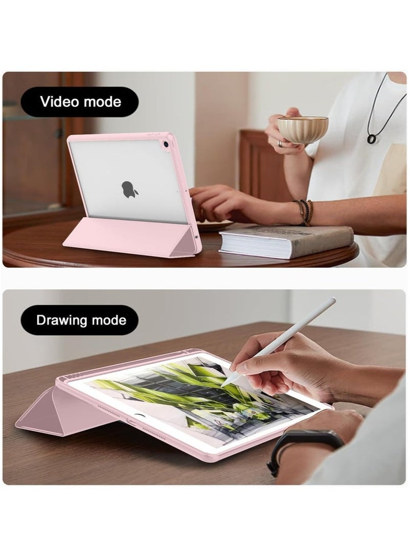 الطين ايزو حافظة iPad مقاس 10.2 إنش للجيل التاسع والثامن والسابع - غلاف وردي ذهبي نحيف مع حامل قلم أبل، وظيفة الاستيقاظ التلقائي/النوم، وظهر شفاف مضاد للصدمات - حافظة أنيقة واقية لجهاز iPad 2021/2020/2019 - تصميم خفيف وأنيق - Image 4