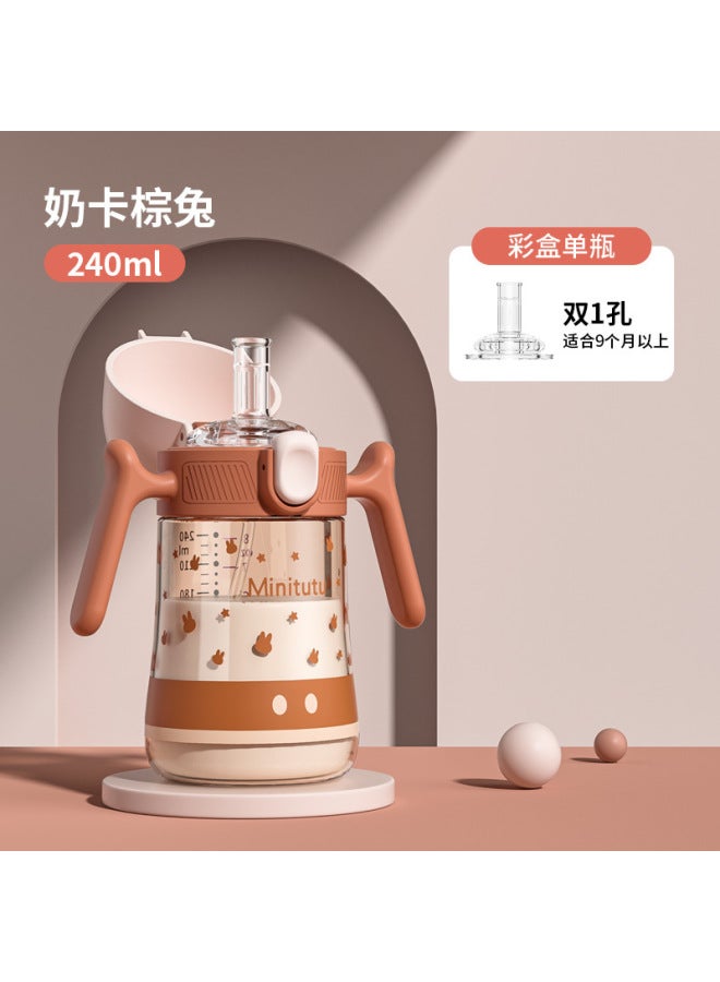 ميني توت - كوب أطفال واسع الفوهة من مادة PPSU، حساس للحرارة، مقاوم للسقوط، مقاوم لدرجات الحرارة العالية، مزود بقشة شرب، كوب ماء للشرب