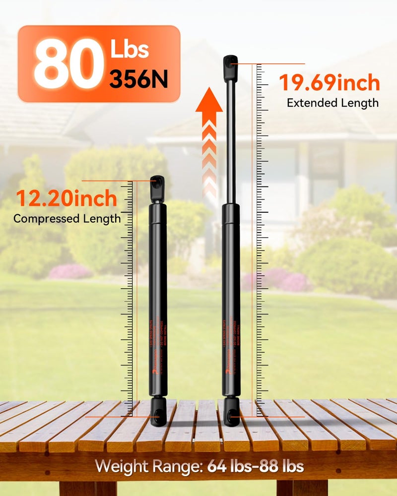 PAMAGOO 20 inch Gas Spring Strut C16-08053 80 lbs Per Prop Shock Lift for TV Cabinet Door RV Bed Storage Lid RV Basement Door Tonneau Cover Motorhome Bay Door Engine Cover 2 Pack by PAMAGOO - Image 2
